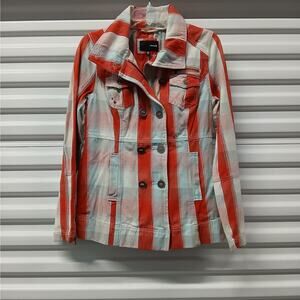 Hurley Womens Denim Jacket Size XS Red Plaid Boho Academia Casual Outdoor Preppy